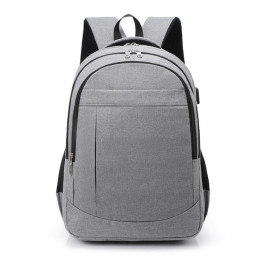 Grey Travel Laptop Backpack College School Bag Casual Daypack With Usb Charging Port