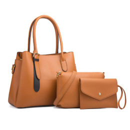 Women's Bags PU Leather Shoulder Strap Bag Set 3 Pcs Purse